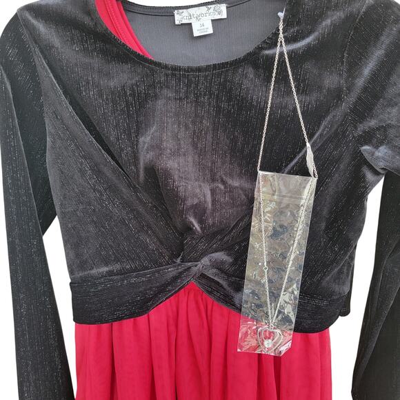 Knitworks Girls 2 Piece Christmas Holiday Dress Size 14 with Necklace - Picture 3 of 6